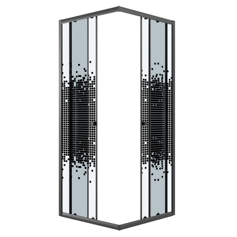 Душевое ограждение Niagara Eco NG-1009-14QBLACK (90х90х190) квадрат,раздвижное,черный,стекло мозаика,1 место