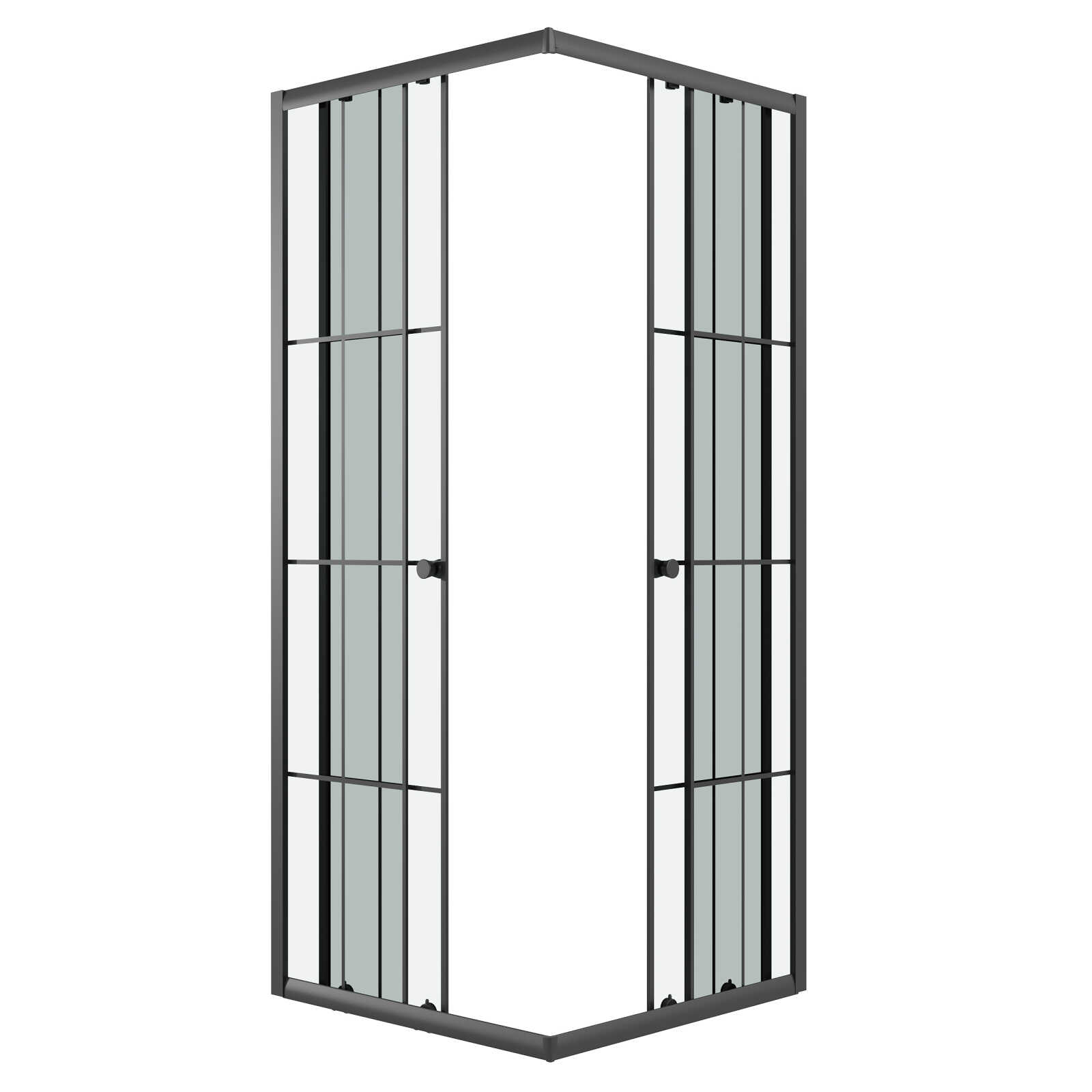 Душевое ограждение Niagara Eco NG-1009-14QKL (90х90х190) квадрат,раздвижное,черный,стекло клетка,1 место