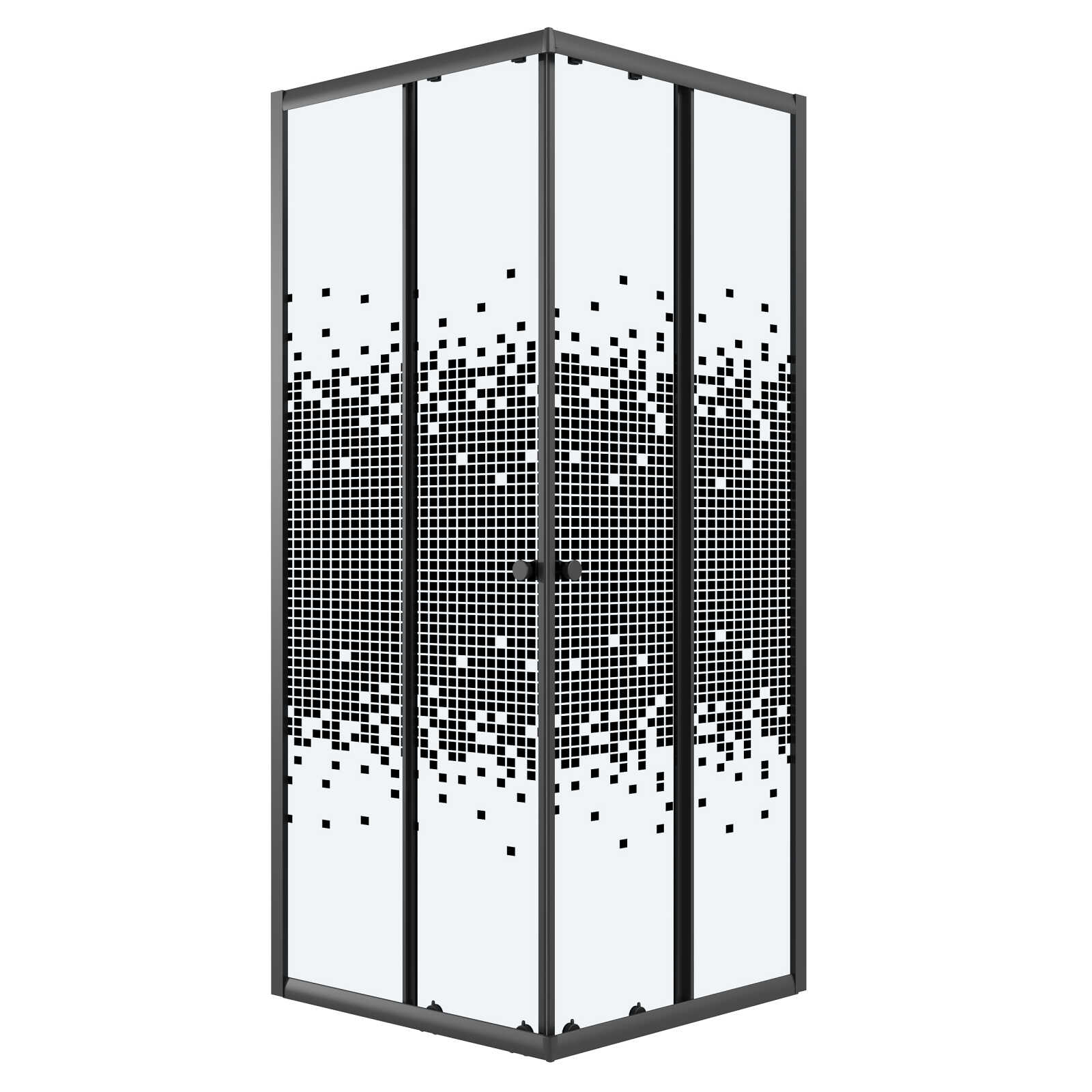 Душевое ограждение Niagara Eco NG-1010-14QBLACK (100х100х190) квадрат,раздвижное,черный,стекло мозаика,1 место