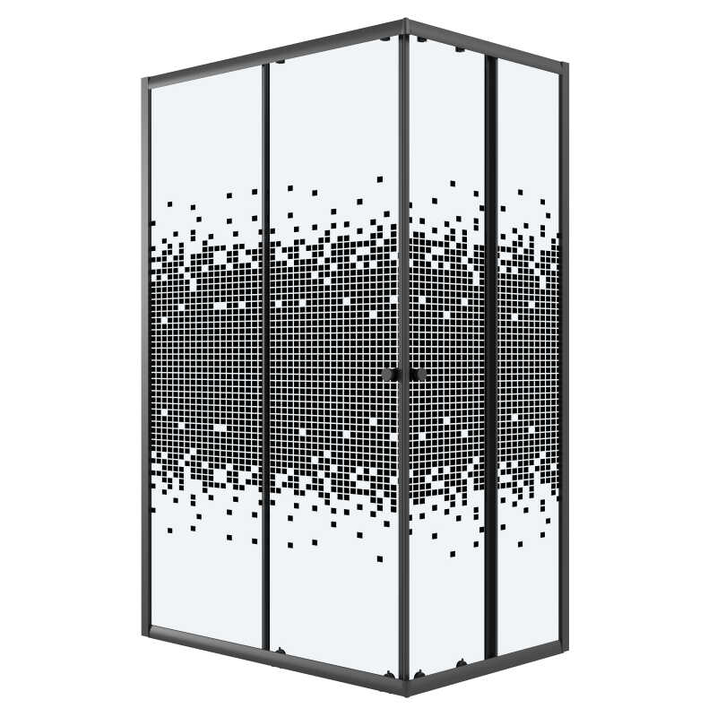 Душевое ограждение Niagara Eco NG-1012-14QBLACK (120х80х190) прямоугольник,раздвижное,черный,стекло мозаика,1 место
