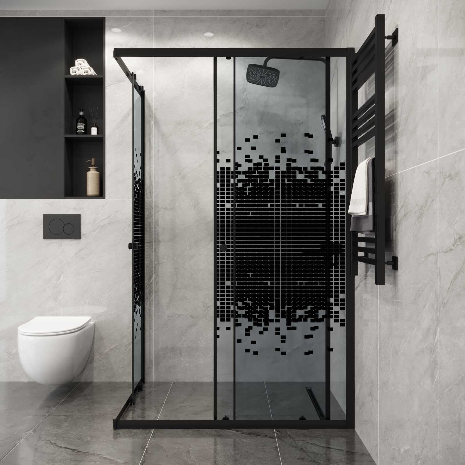 Душевое ограждение Niagara Eco NG-1012-14QBLACK (120х80х190) прямоугольник,раздвижное,черный,стекло мозаика,1 место