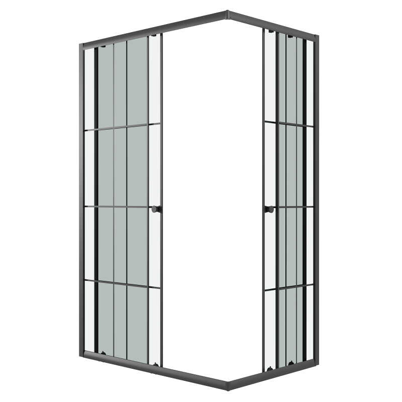 Душевое ограждение Niagara Eco NG-1012-14QKL (120х80х190) прямоугольник,черный,раздвижное,стекло клетка,1 место