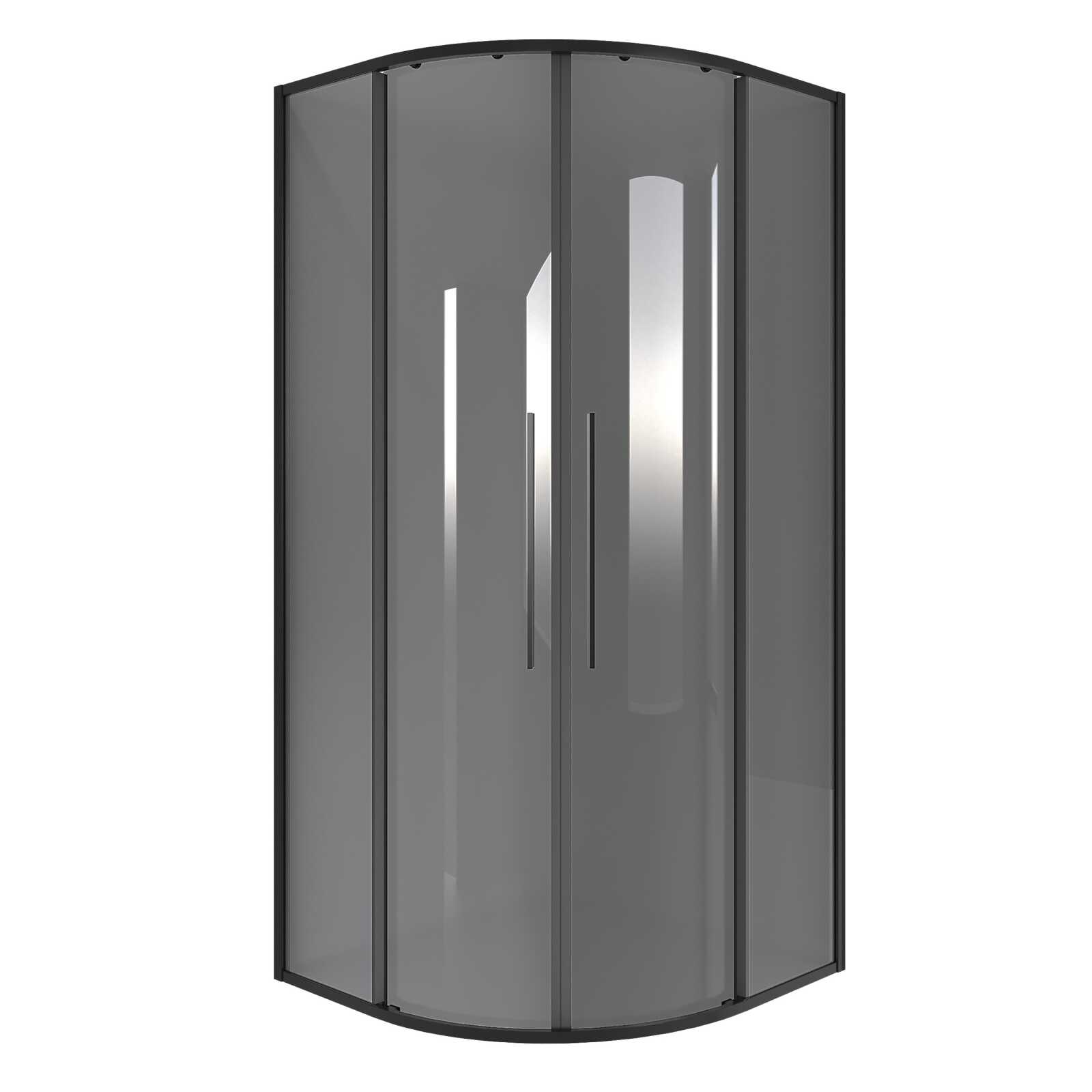 Душевое ограждение Niagara Nova NG-2826-34BLACK (90х90х195) четверть круга,черный матовый,двери раздвижные,стекло тонированное,1 место