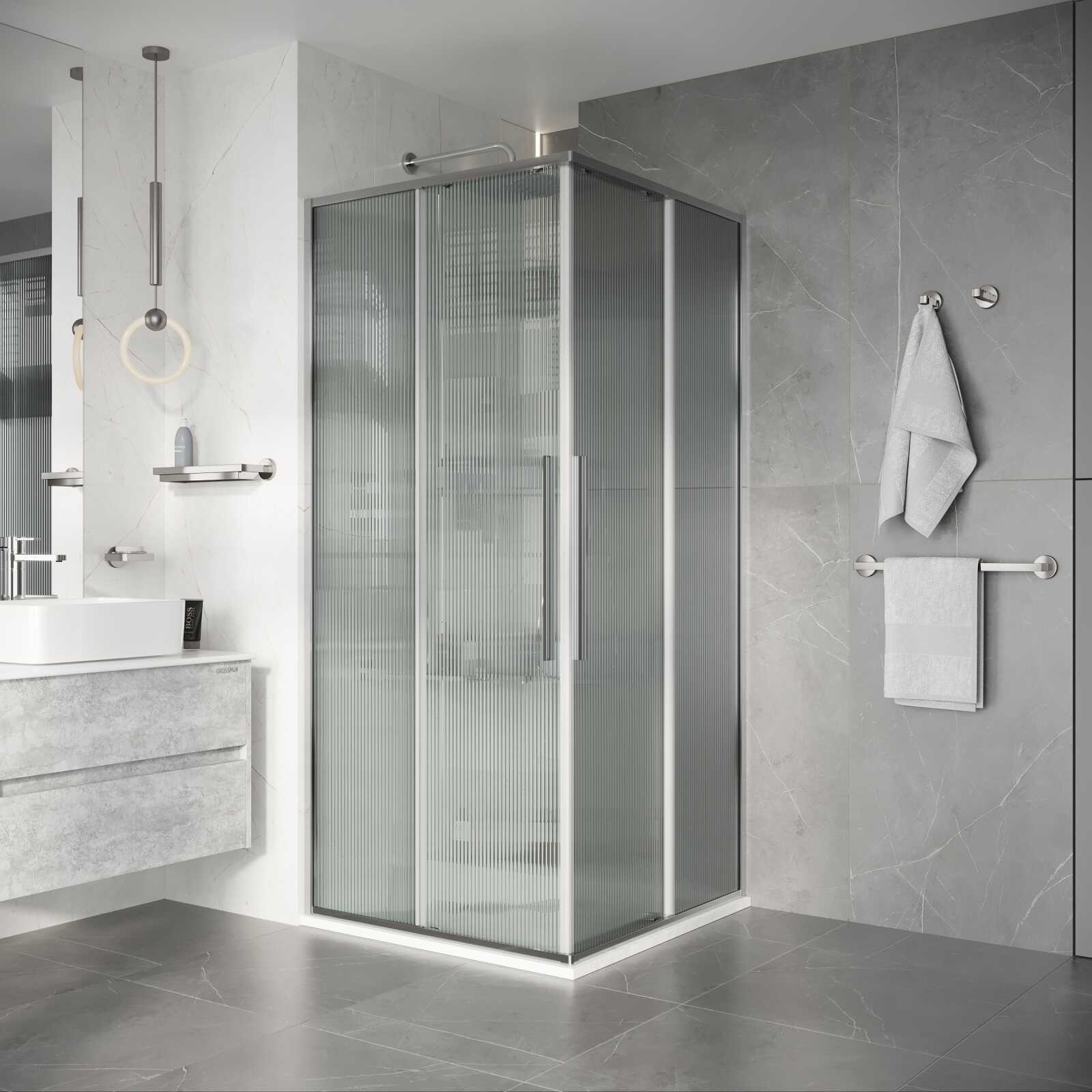 Душевое ограждение Niagara Nova NG-4622-34 (80х80х195) квадрат,раздвижная,хром,стекло рифленое,1 место