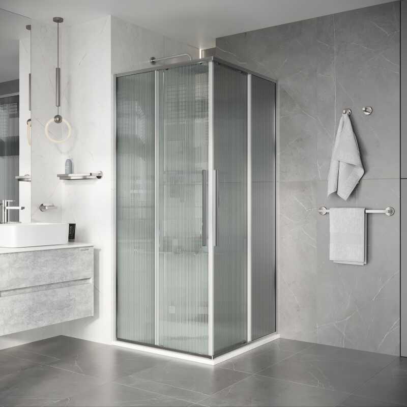Душевое ограждение Niagara Nova NG-4622-34 (80х80х195) квадрат,раздвижная,хром,стекло рифленое,1 место