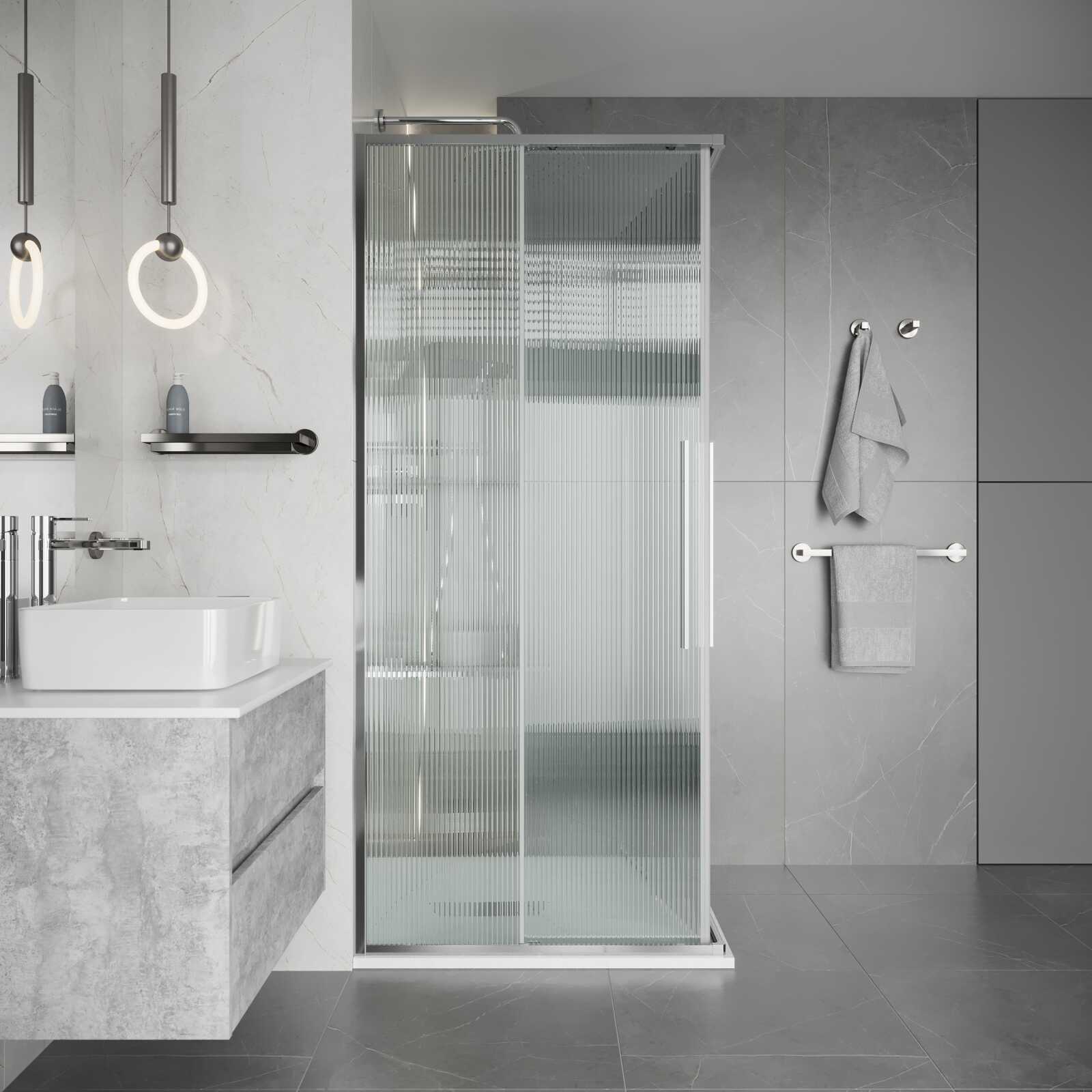Душевое ограждение Niagara Nova NG-4622-34 (80х80х195) квадрат,раздвижная,хром,стекло рифленое,1 место