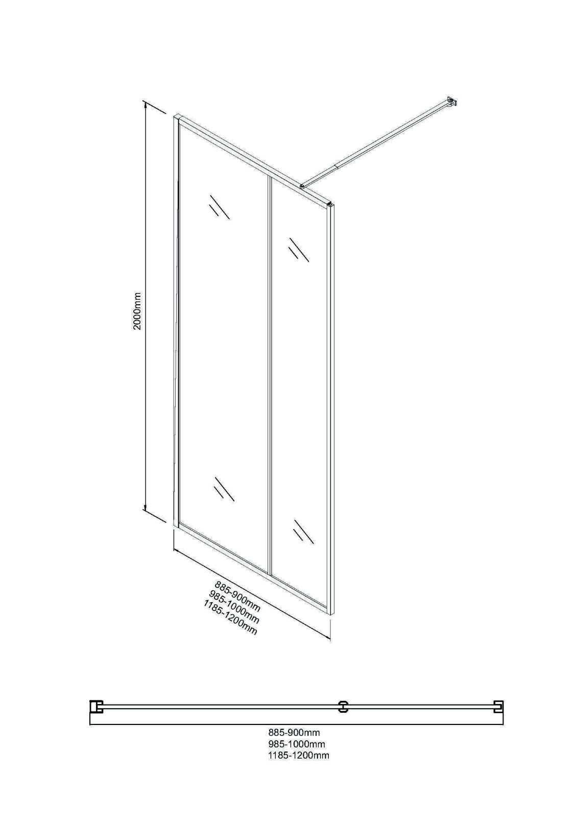 Душевая перегородка Niagara Nova NG-481-90FBLACK (90х200) черный матовый,стекло рифленое/тонированное,1 место