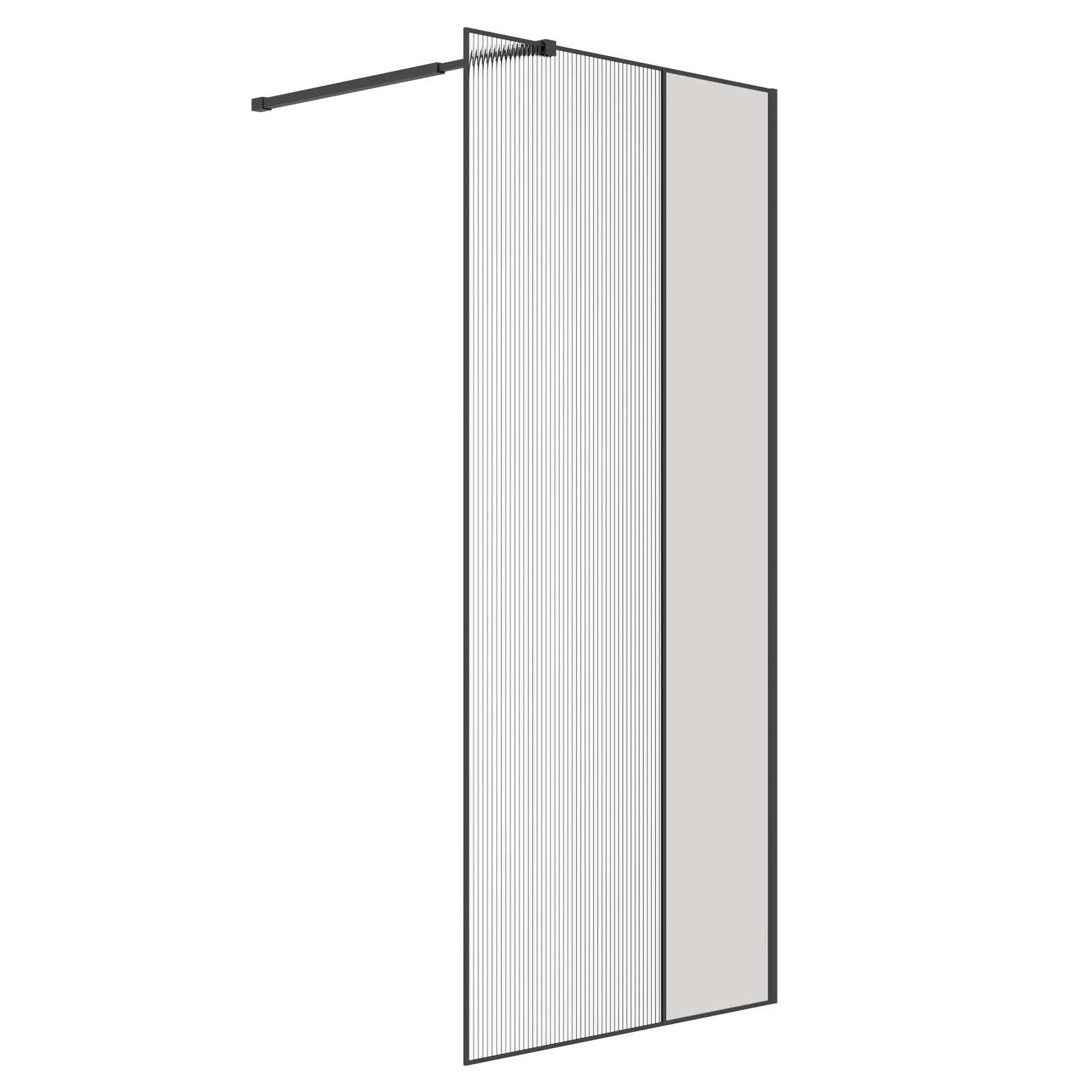 Душевая перегородка Niagara Nova NG-481-90FBLACK (90х200) черный матовый,стекло рифленое/тонированное,1 место