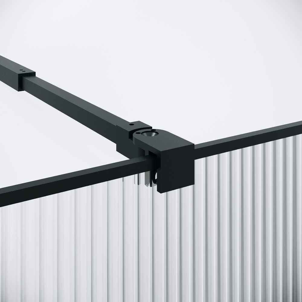 Душевая перегородка Niagara Nova NG-481-90FBLACK (90х200) черный матовый,стекло рифленое/тонированное,1 место