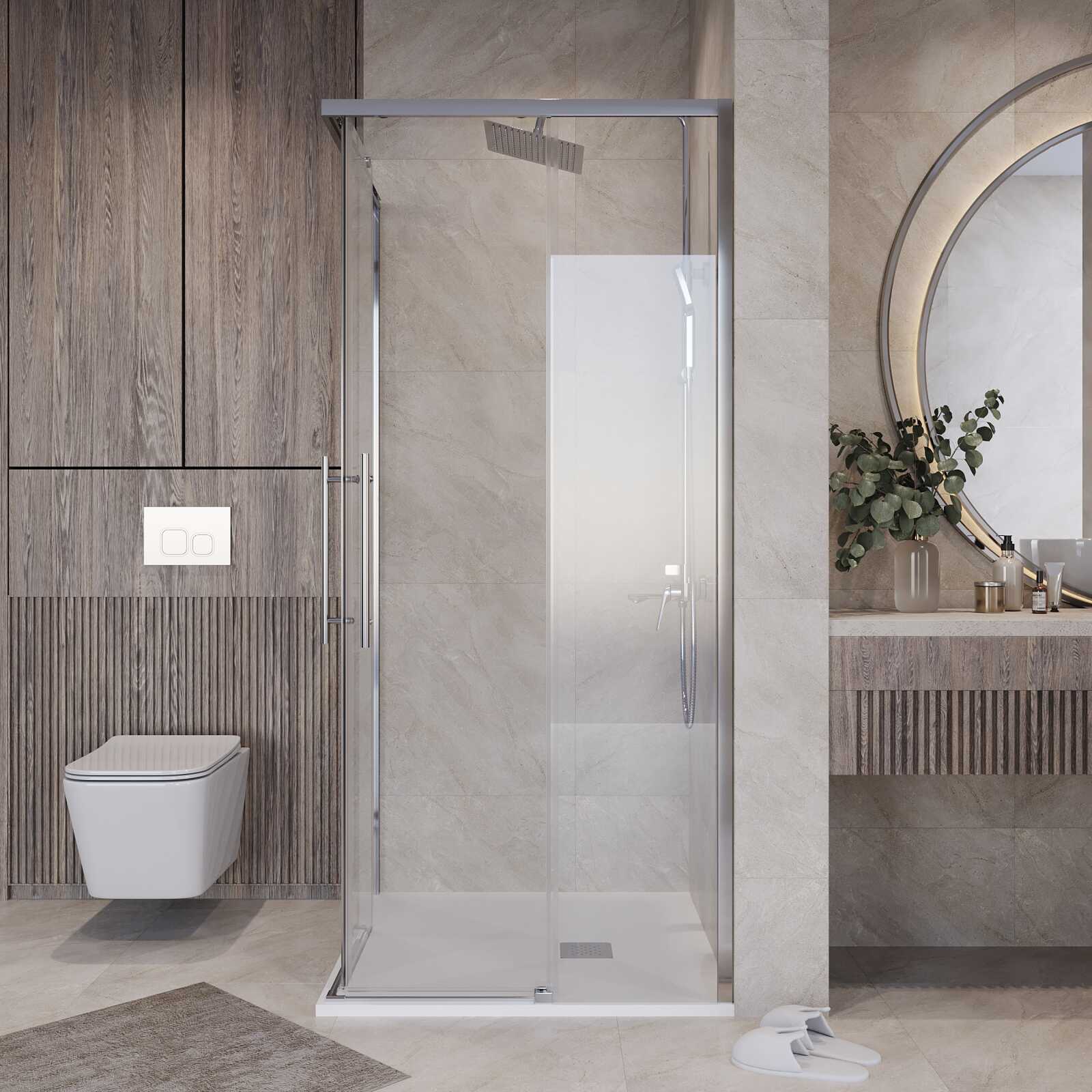Душевое ограждение Niagara Nova NG-6630-34 (100х100х195) квадрат,хром,двери раздвижные,стекло прозрачное,1 место