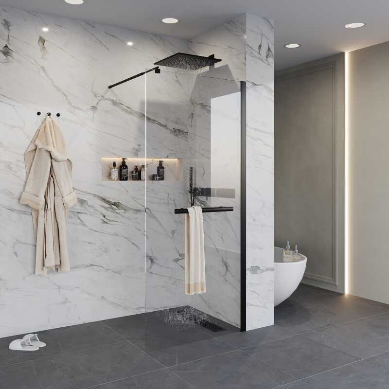 Душевая перегородка Niagara Nova NG-681-90ВLACK (90х195) черный,стекло прозрачое,1 место
