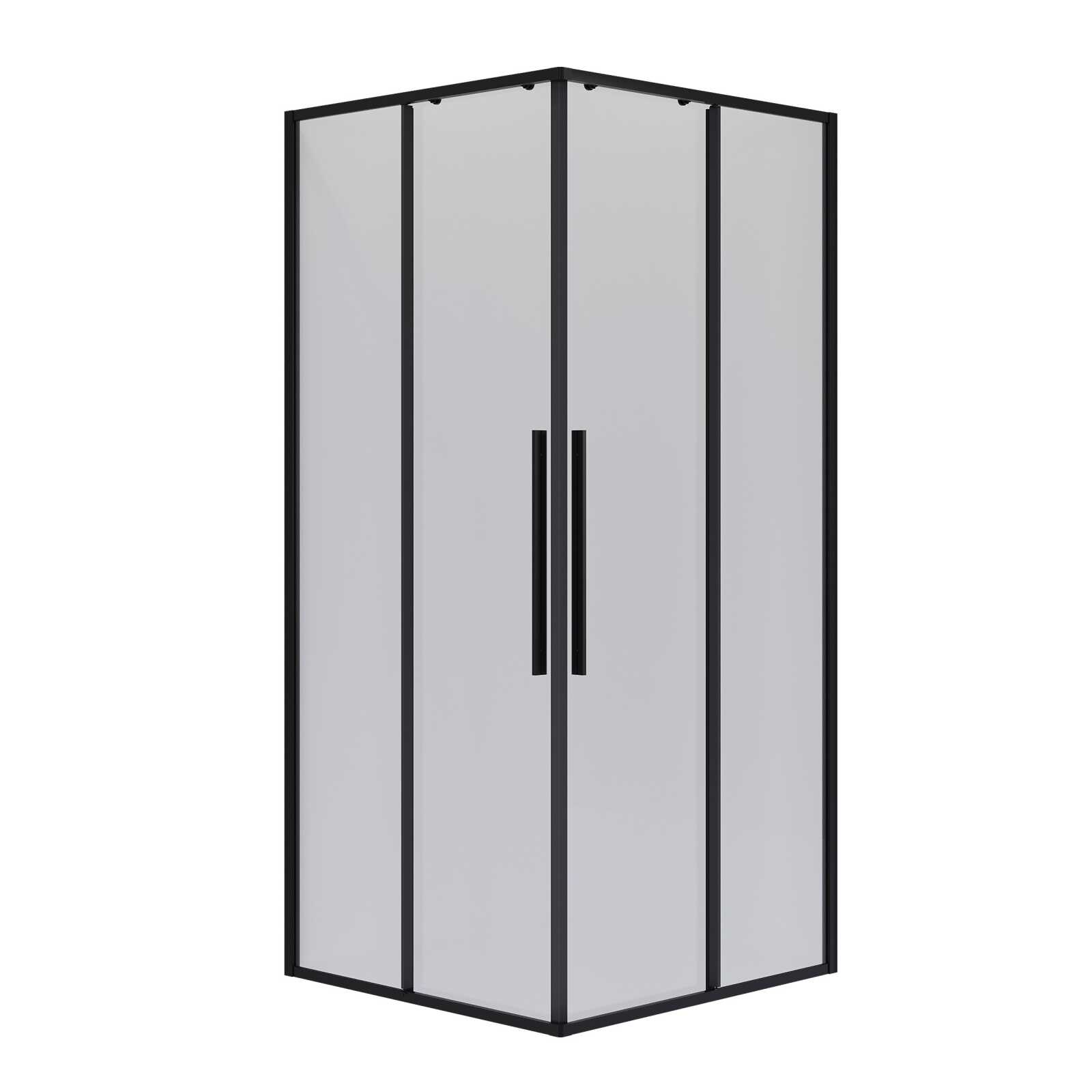 Душевое ограждение Niagara Nova NG-6822-34ВLACK (80х80х195) квадрат,черный матовый,двери раздвижные,стекло прозрачное,1 место