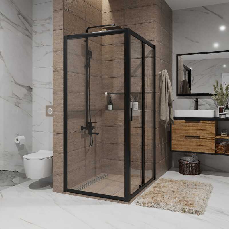 Боковая стенка Niagara Nova NG-A70B (70х195) черный,стекло прозрачное,1 место