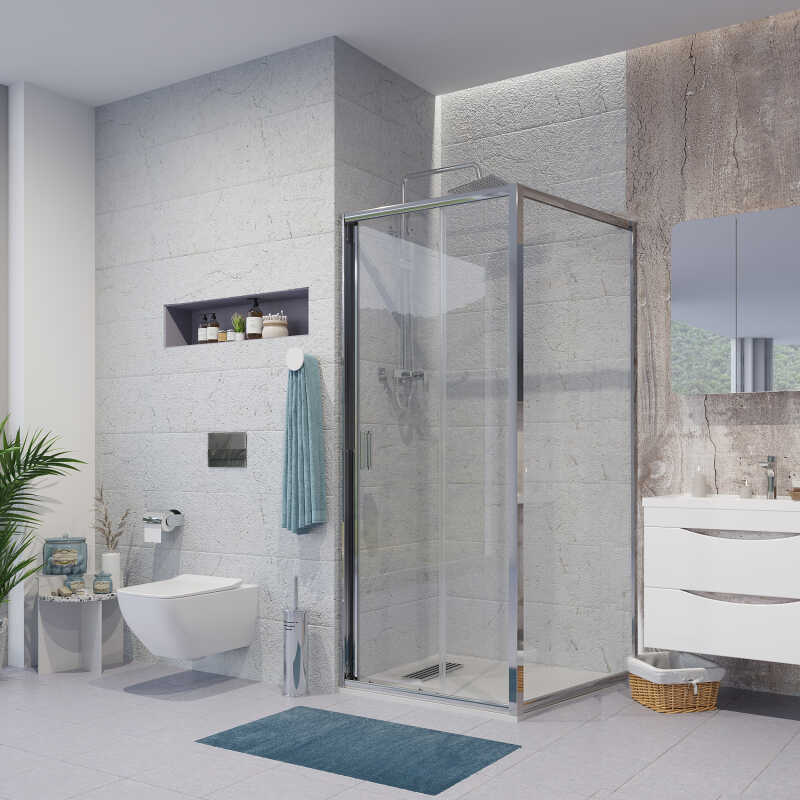 Боковая стенка Niagara Nova NG-A90 (90х195) хром,стекло прозрачное,1 место