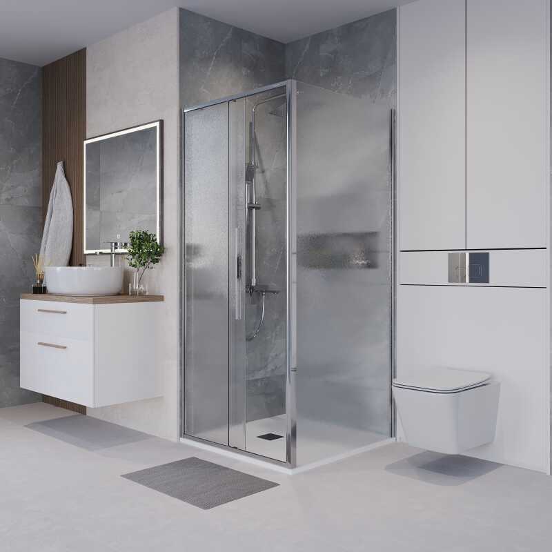 Боковая стенка Niagara Nova NG-CH90-34 (90х195) хром,стекло шиншилла,1 место