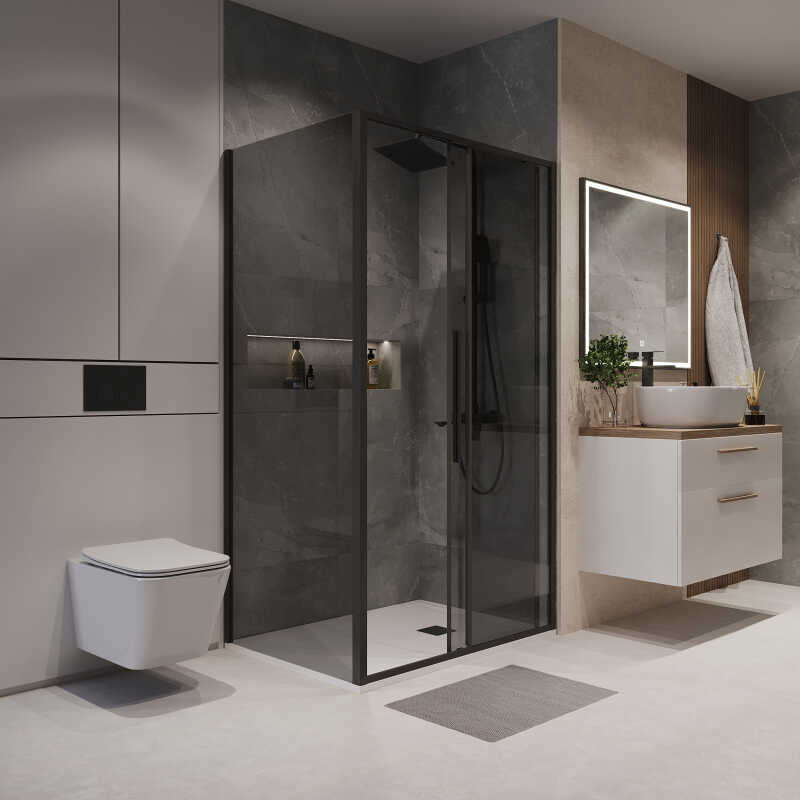 Боковая стенка Niagara Nova NG-TB100-34 (100х195) черный матовый,стекло тонированное,1 место