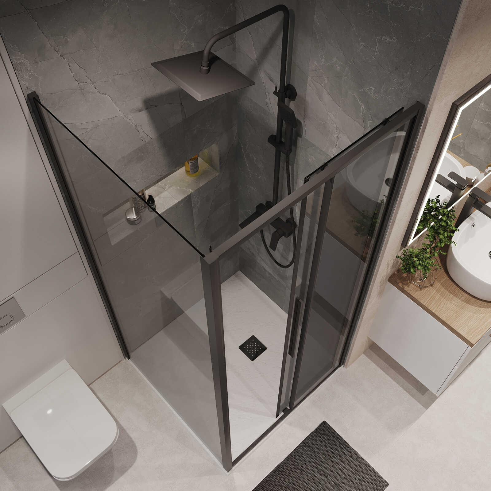 Боковая стенка Niagara Nova NG-TB80-34 (80х195) черный матовый,стекло тонированное,1 место