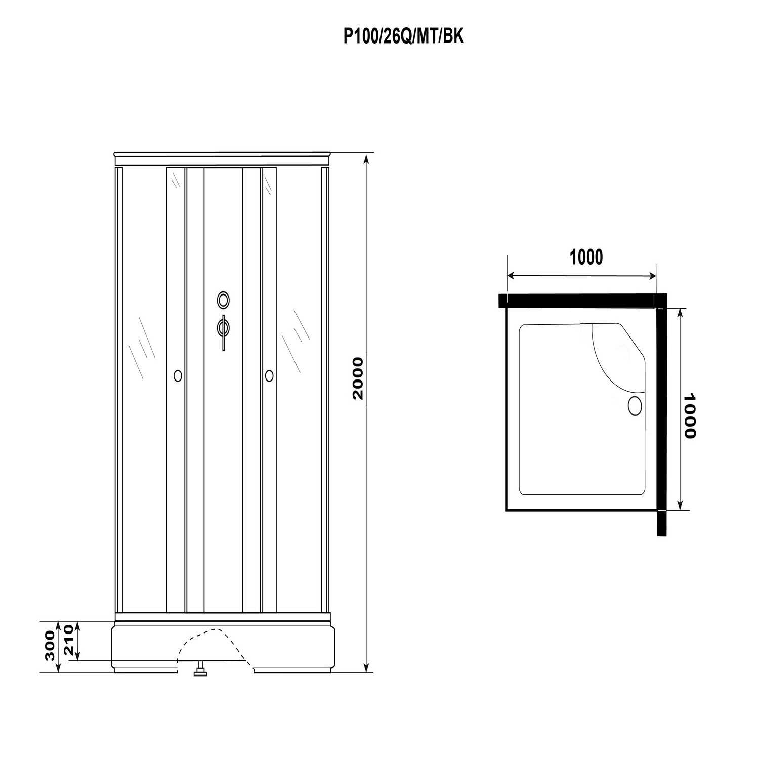 Душевая кабина Niagara Promo P100/26Q/MT/BK (100х100х200) 4 места