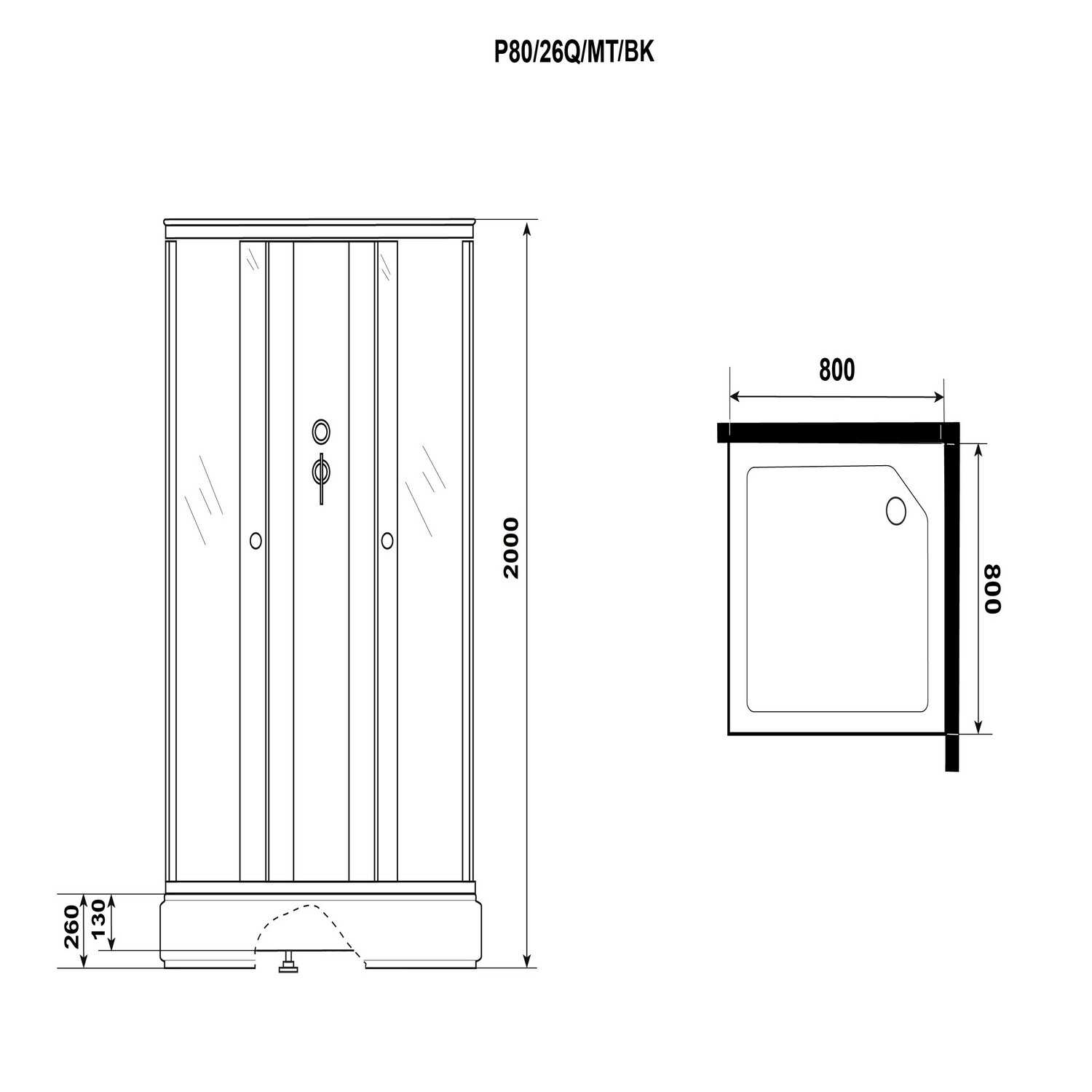 Душевая кабина Niagara Promo P80/26Q/MT/BK (80х80х200) 4 места