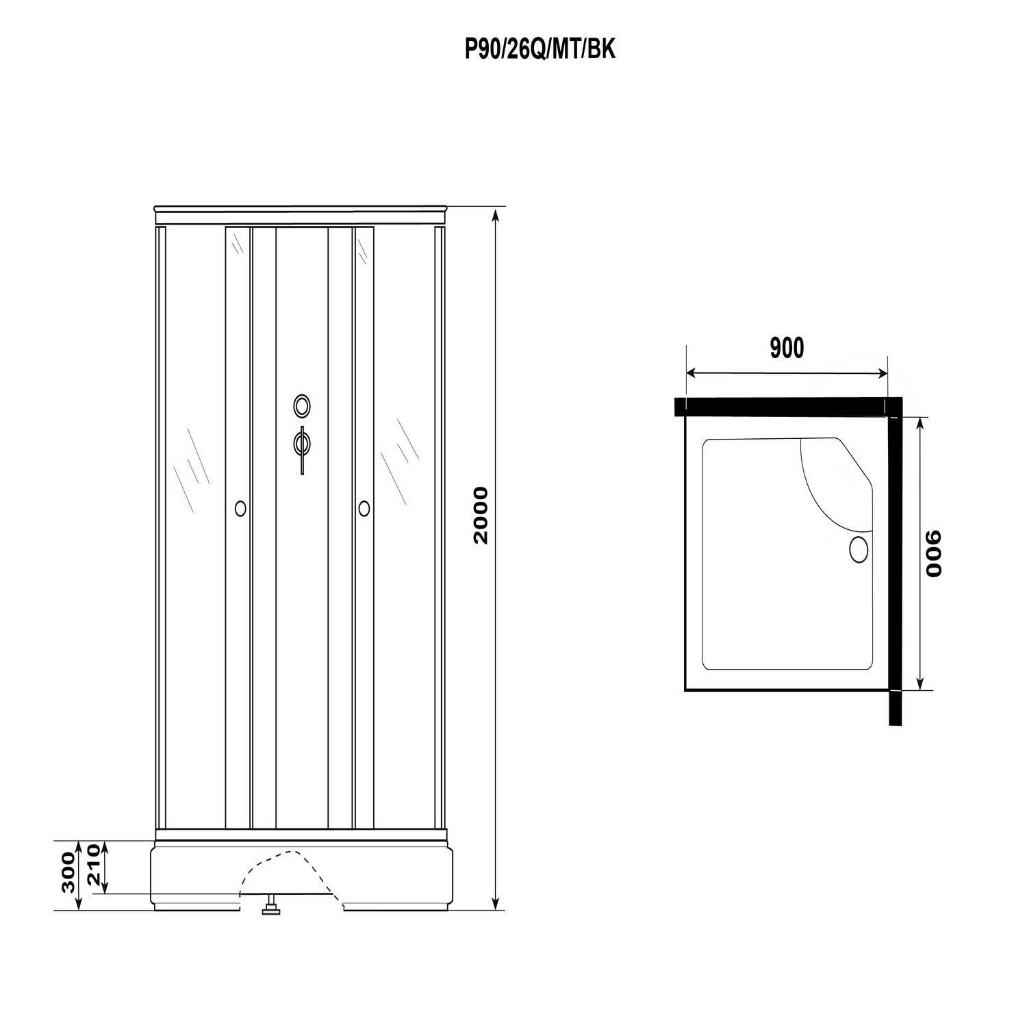 Душевая кабина Niagara Promo P90/26Q/MT/BK (90х90х200) 4 места