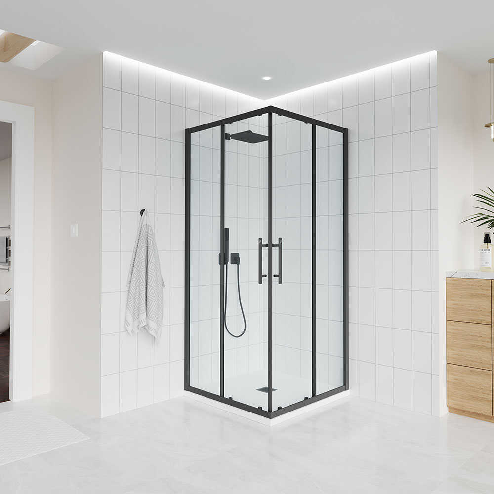 Душевой угол Veconi Evo 300 B, 800х800x1950, черный матовый, прозрачное стекло