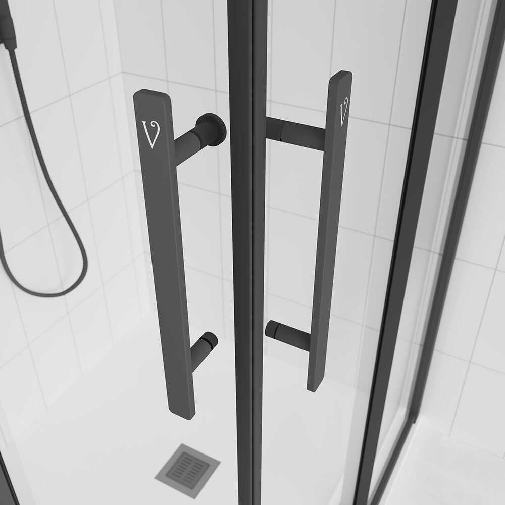Душевой угол Veconi Evo 300 B, 800х800x1950, черный матовый, прозрачное стекло