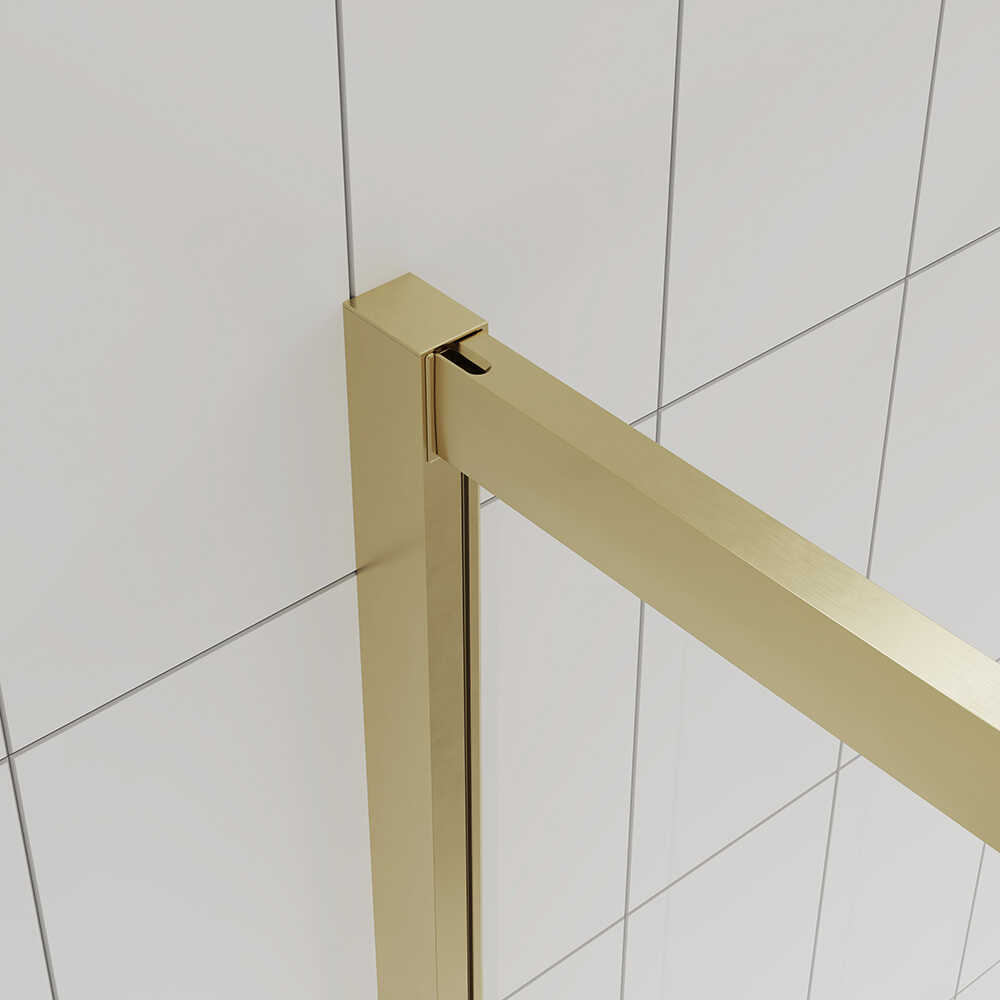 Душевой угол Veconi Evo 300 G, 800х800x1950, золото брашинг, прозрачное стекло