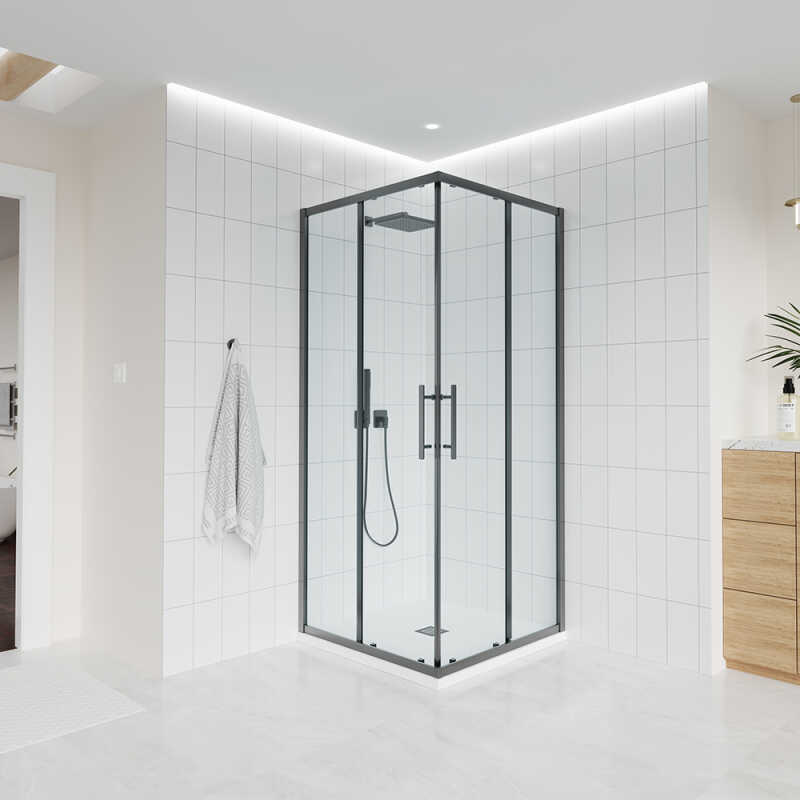 Душевой угол Veconi Evo 300 GR, 800х800x1950, графит брашинг, прозрачное стекло