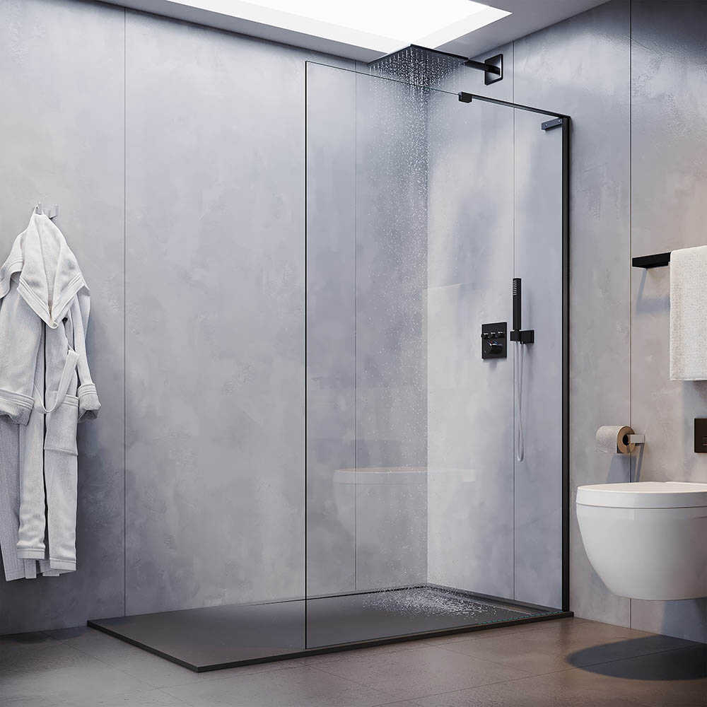 Душевая перегородка Veconi Korato KR-77B, 700x2000, черный матовый, стекло прозрачное