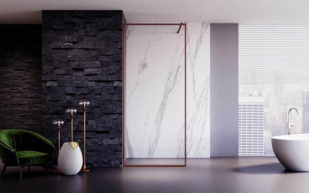 Душевая перегородка Veconi Korato KR-81С, 700x2000, медь брашинг, стекло прозрачное
