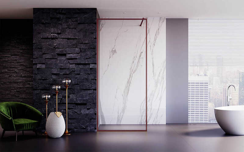 Душевая перегородка Veconi Korato KR-81С, 700x2000, медь брашинг, стекло прозрачное