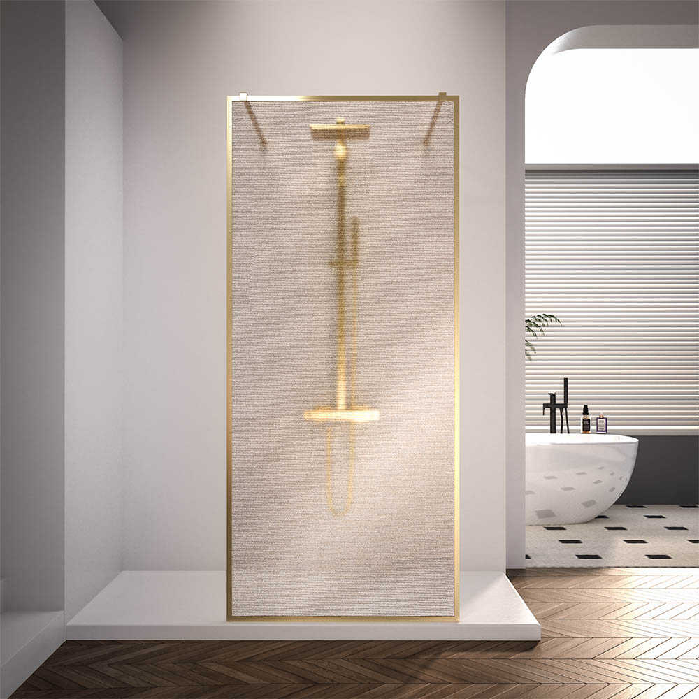 Душевая перегородка Veconi Korato KR-90GL, 1000x2000, брашированное золото, ламинированное золото
