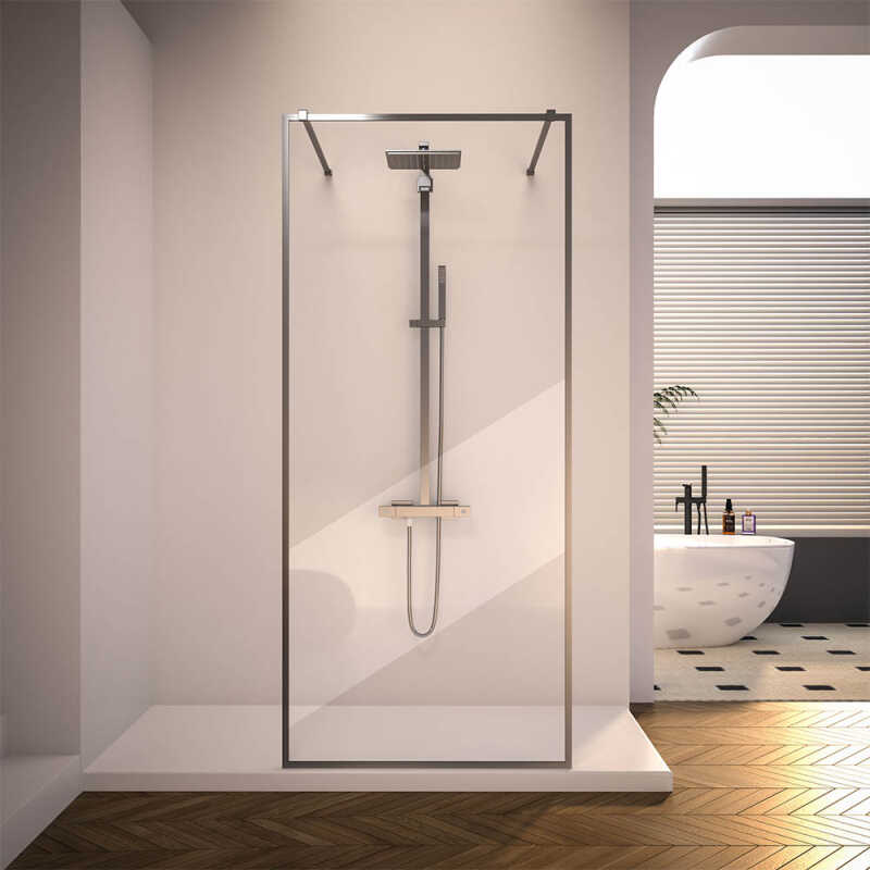 Душевая перегородка Veconi Korato KR-90GR, 1000x2000, брашированный графит, прозрачное стекло