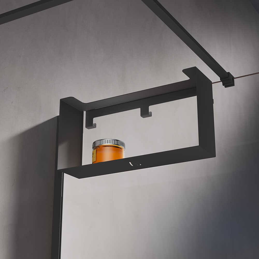 Полка для душевого ограждения Loft, 400x200x120, чёрный матовый