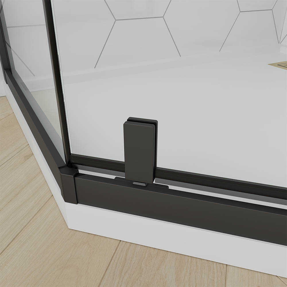 Душевой угол Veconi Ottimo P10 B, 800x800x1900, черный матовый, стекло прозрачное