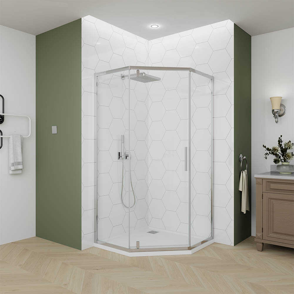 Душевой угол Veconi Ottimo P10 CH, 800x800x1900, хром, стекло прозрачное