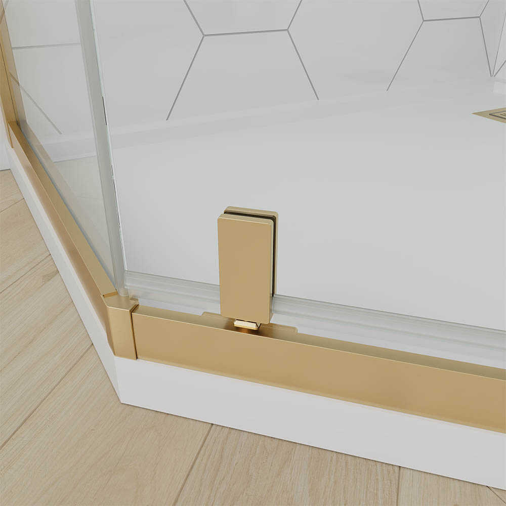 Душевой угол Veconi Ottimo P10 G, 800x800x1900, золото брашинг, стекло прозрачное