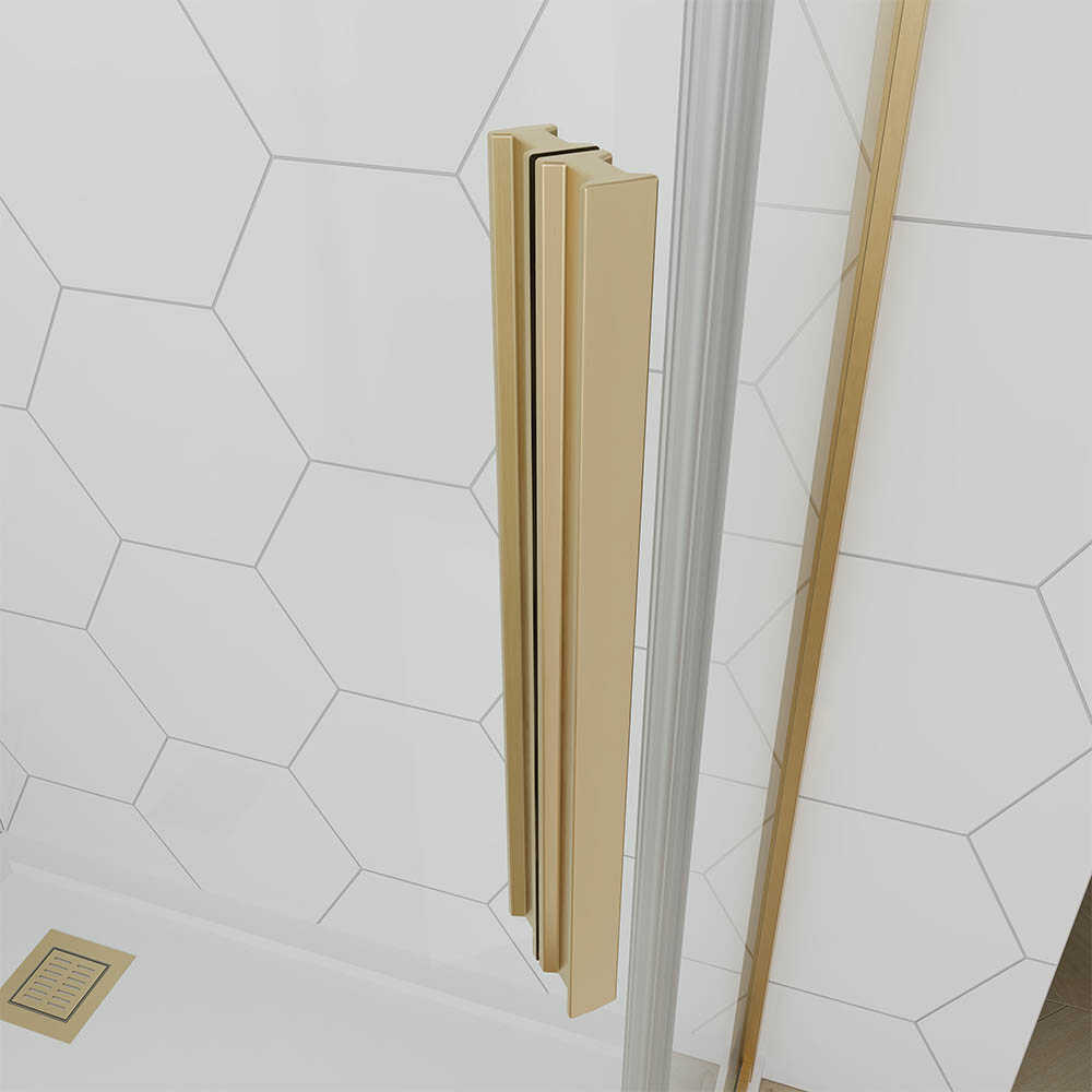 Душевой угол Veconi Ottimo P10 G, 800x800x1900, золото брашинг, стекло прозрачное