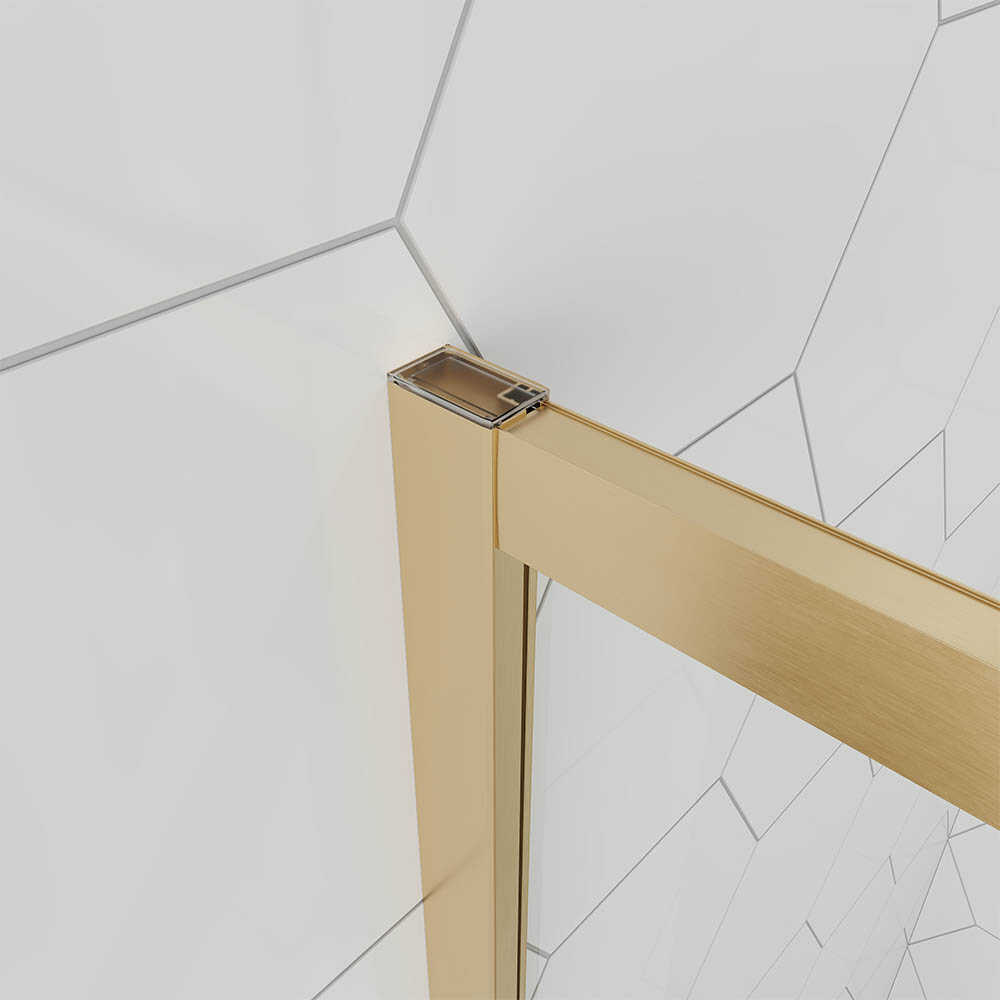 Душевой угол Veconi Ottimo P10 G, 800x800x1900, золото брашинг, стекло прозрачное