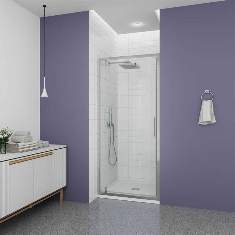 Душевая дверь Veconi Ottimo P30 CH, 700x1900, хром, стекло прозрачное