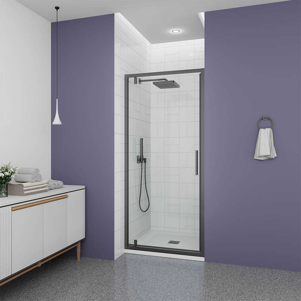 Душевая дверь Veconi Ottimo P30 GR, 700x1900, графит брашинг, стекло прозрачное