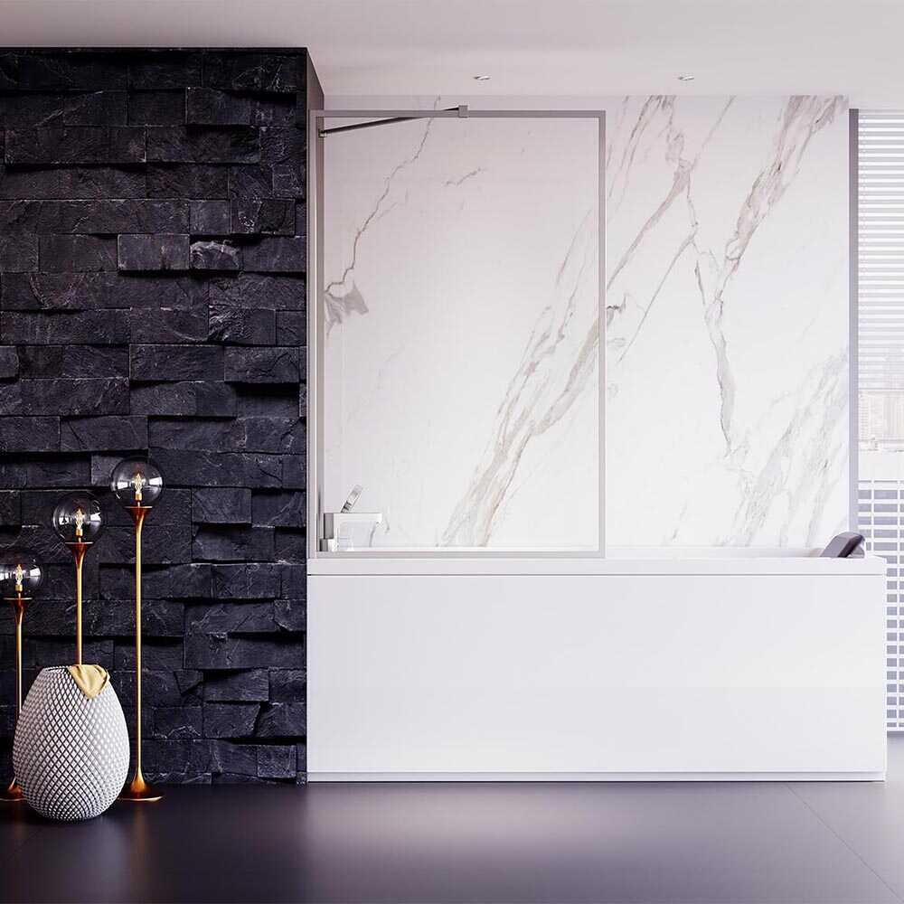 Шторка на ванну Veconi Palau PL-85, 500x1500, хром, стекло прозрачное