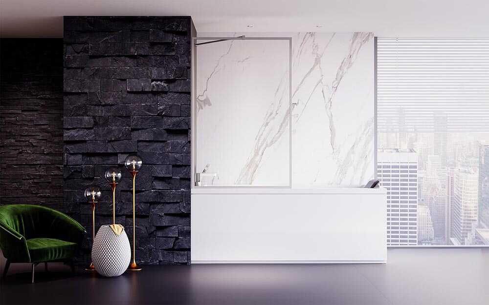 Шторка на ванну Veconi Palau PL-85, 500x1500, хром, стекло прозрачное