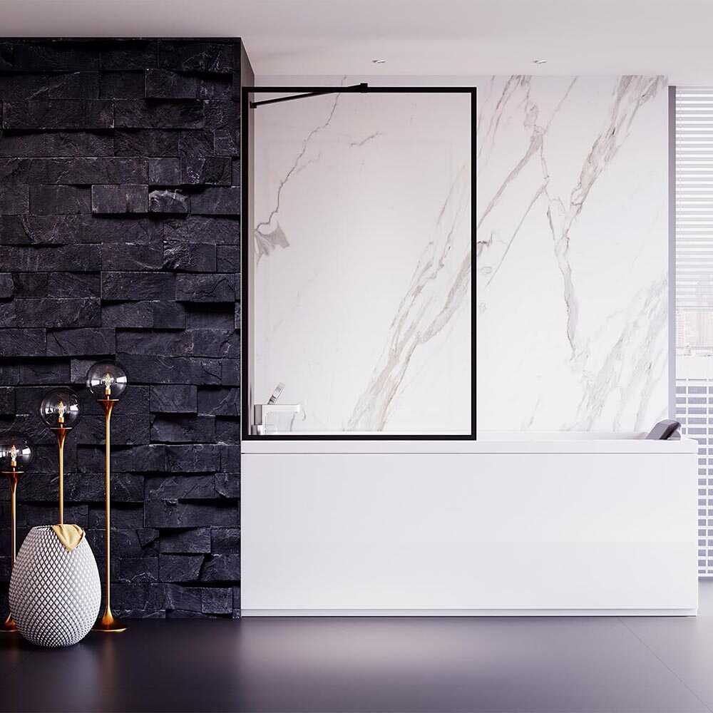 Шторка на ванну Veconi Palau PL-85B, 500x1500, черный, стекло прозрачное