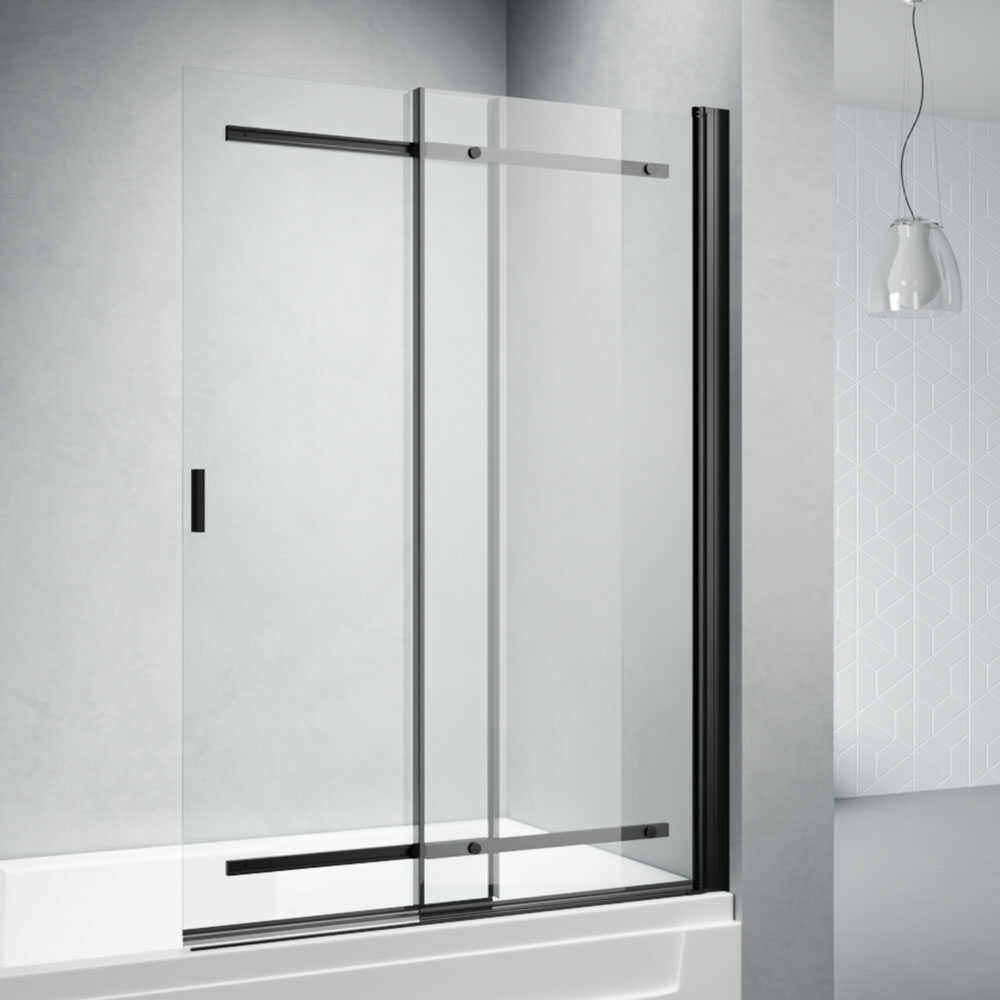 Шторка на ванну Veconi Palau PL-88B, 1000x1400, черный, стекло прозрачное