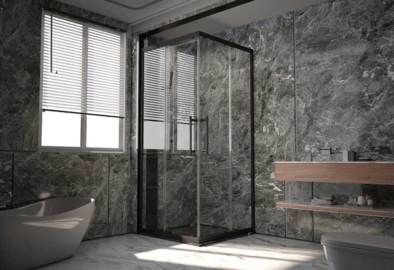 Душевой угол Veconi Premium Trento PTC-20B, 800Х800x2000, черный матовый, стекло прозрачное