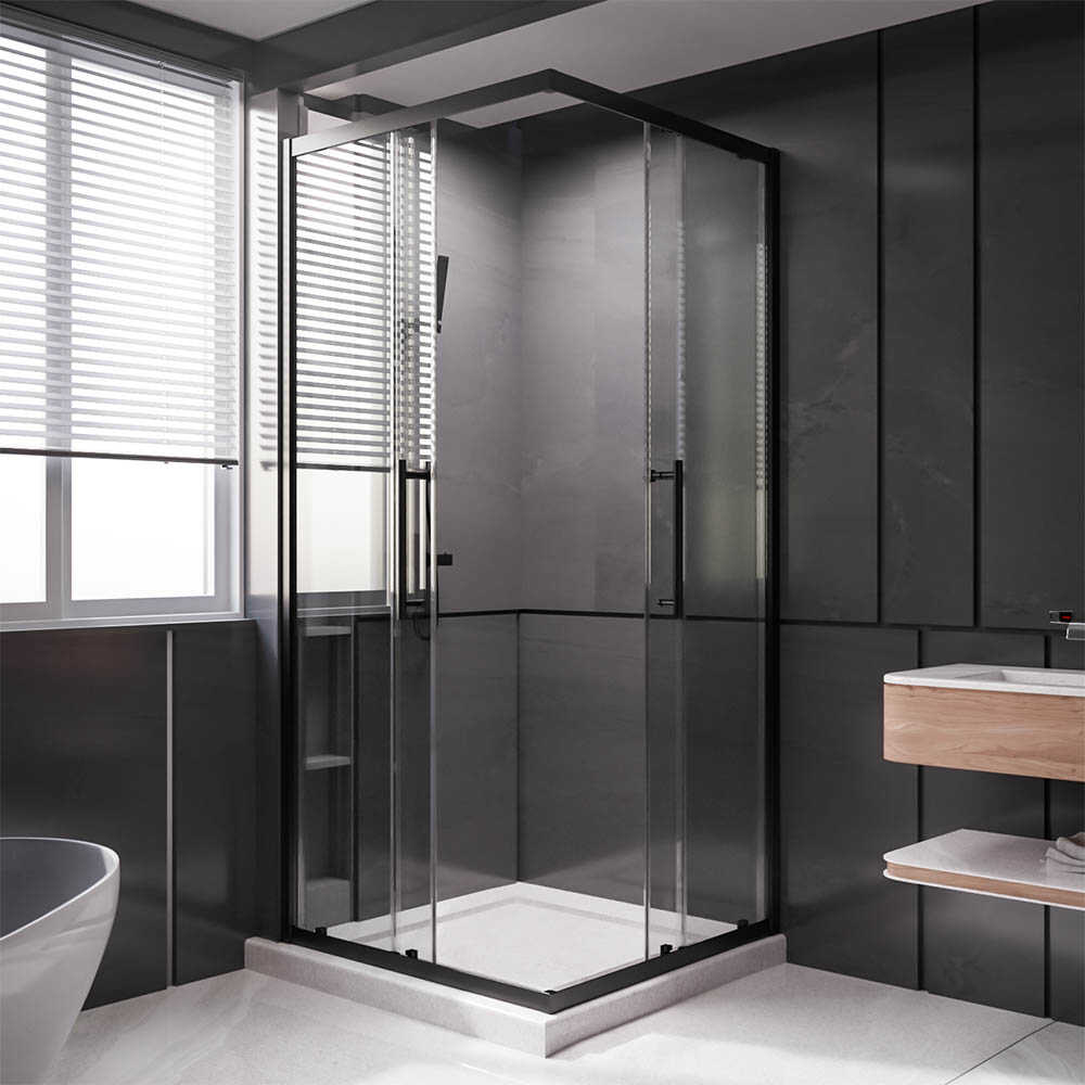 Душевой угол Veconi Premium Trento PTC-20B, 800Х800x2000, черный матовый, стекло прозрачное