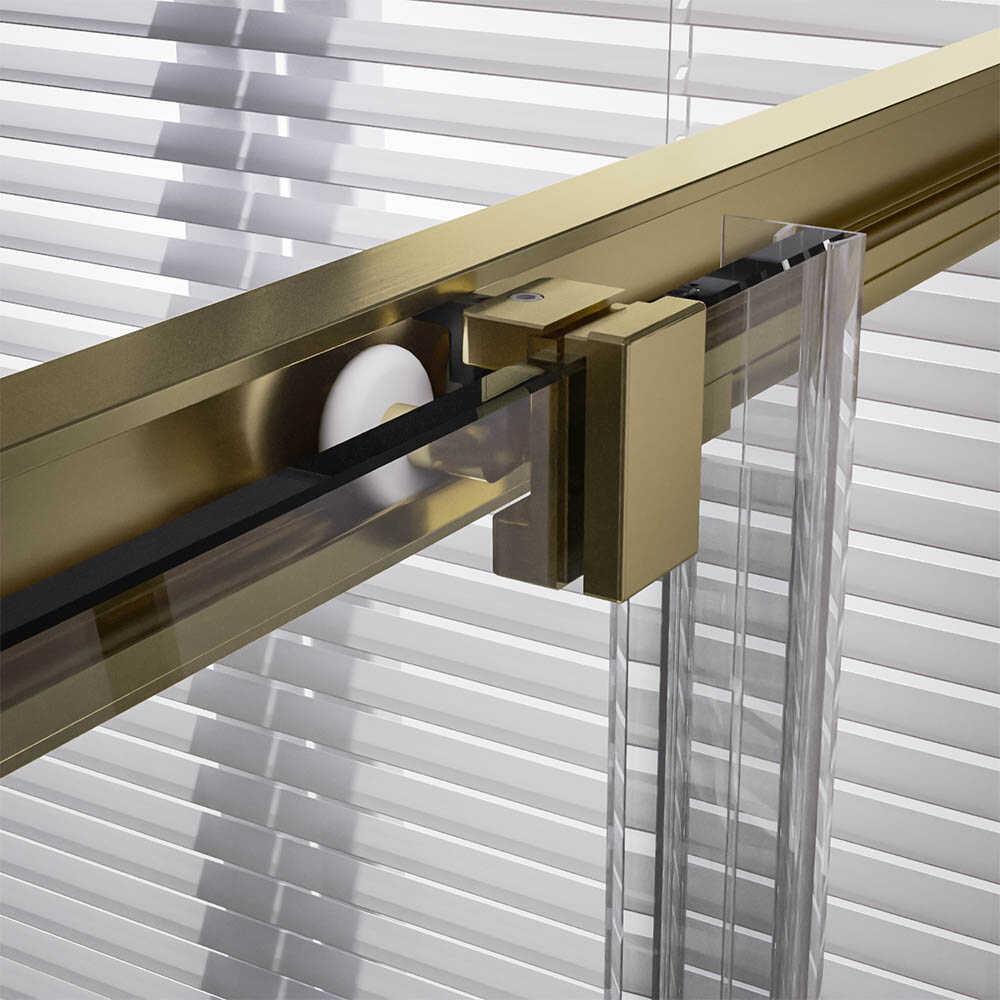 Душевой угол Veconi Premium Trento PTC-20G, 800Х800x2000, брашированное золото, стекло прозрачное