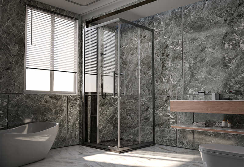 Душевой угол Veconi Premium Trento PTC-20GR, 800Х800x2000, брашированный графит, стекло прозрачное