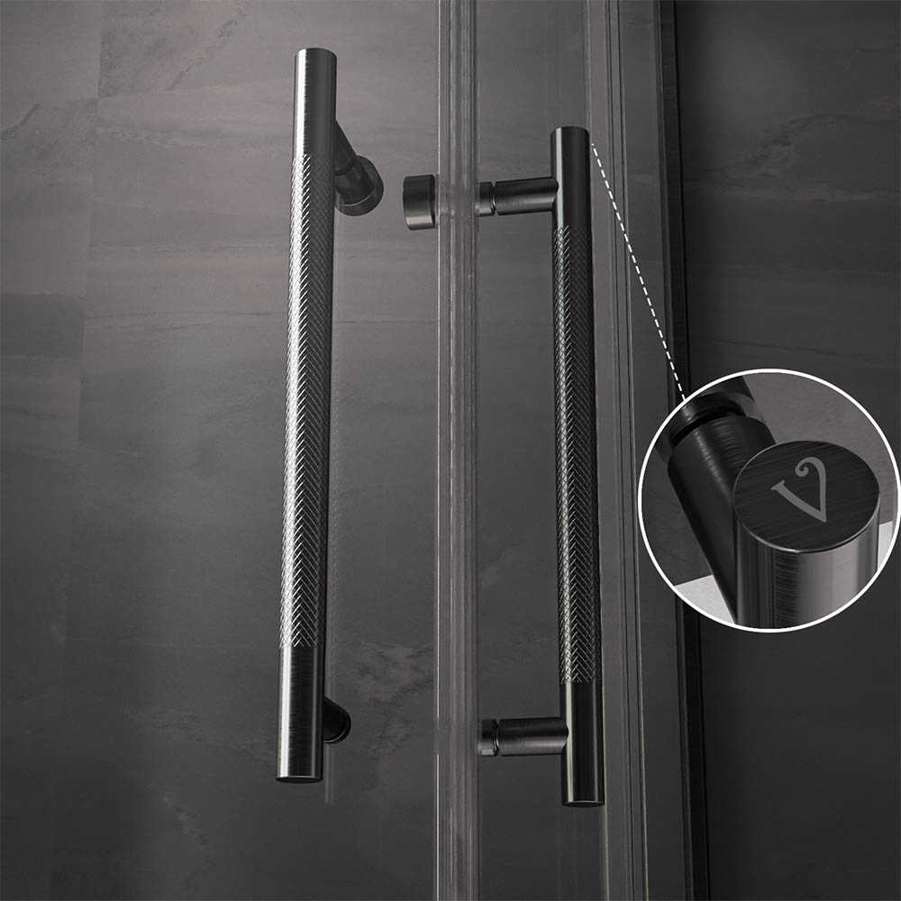 Душевой угол Veconi Premium Trento PTC-20GR, 800Х800x2000, брашированный графит, стекло прозрачное